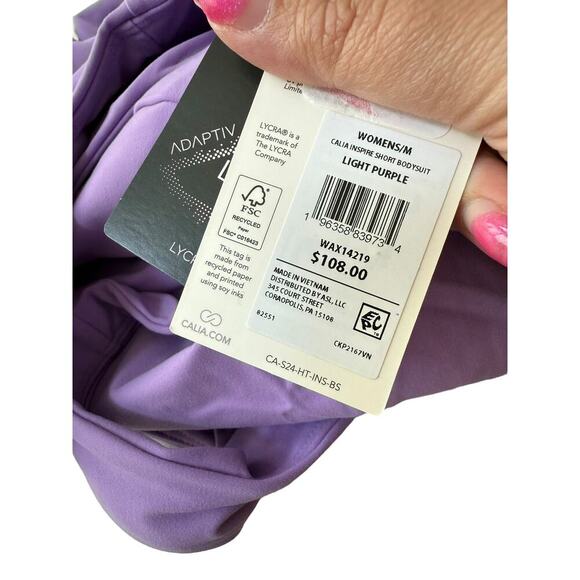 NWT Calia Women's Light Purple Inspire Short Bodysuit Size M - Picture 6 of 7